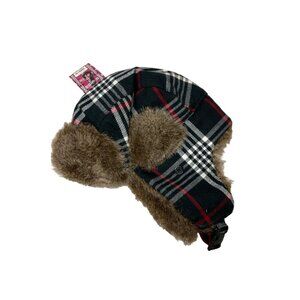 Plaid Faux Fur Lined Trapper Hat